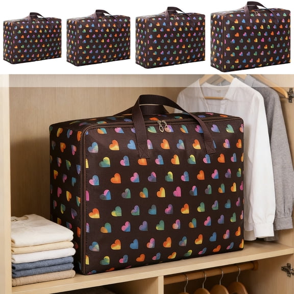 Yeciiwht Heavy Duty Storage with Reinforced Handles Extra Large Storage Bags for Clothes Toys Christmas Decoration Organizer Tote Bag Thickened Double Zipper