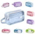 thumbnail image 1 of PYURTEP Large Capacity Pencil Case, Clear Portable Pencil Pouch, Cute Double-layer Zipper Pouch for Office Exam Home Use, 1 of 6