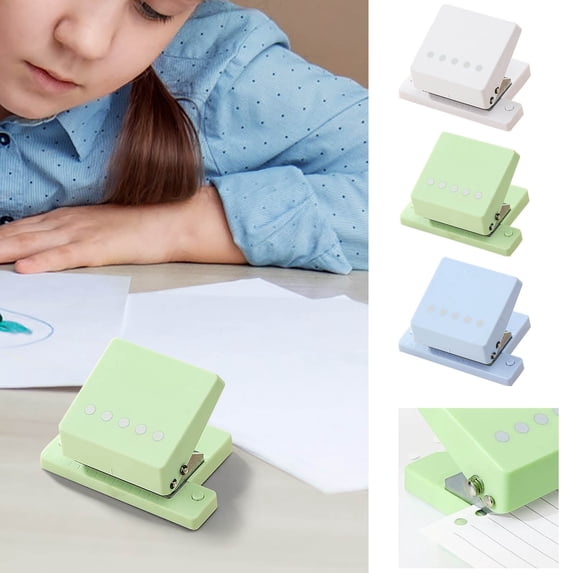 Yeciiwht Mini Hole Puncher - Manual Portable Paper Punch for 5-Ring Binder, No Tools Paper Hole Puncher
