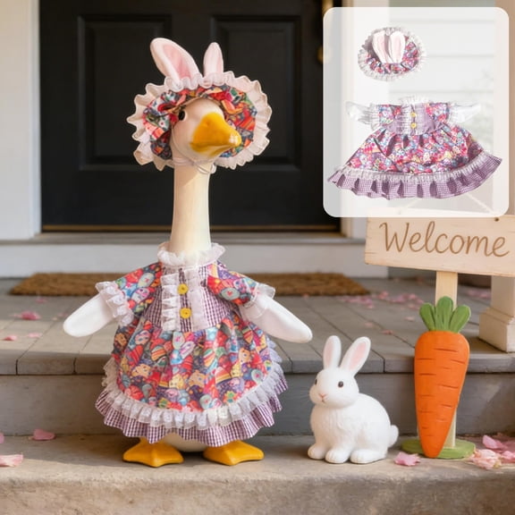 Yeciiwht Multi-style Porch Goose Outfits Festive Gooses Clothes Dress for 23 Inches Statue, Spring, Easter, Graduation Season Style Goose Outfit for Porch Gooses Statue, Patio Garden Decor
