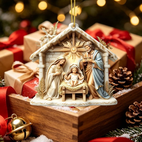 Yeciiwht Nativity Scene Christmas Ornament – Acrylic Hanging Decoration for Tree, Home & Holiday Gift