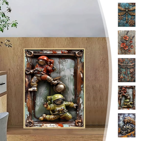 Yeciiwht Personalized Wall Decor Simulation Metal Iron Sheet Paintings 12x8 Inches Wall Art, Exquisite Wall Hanging Decor Waterproof Sun-proof Paintings for Living Room, Bedroom, Office