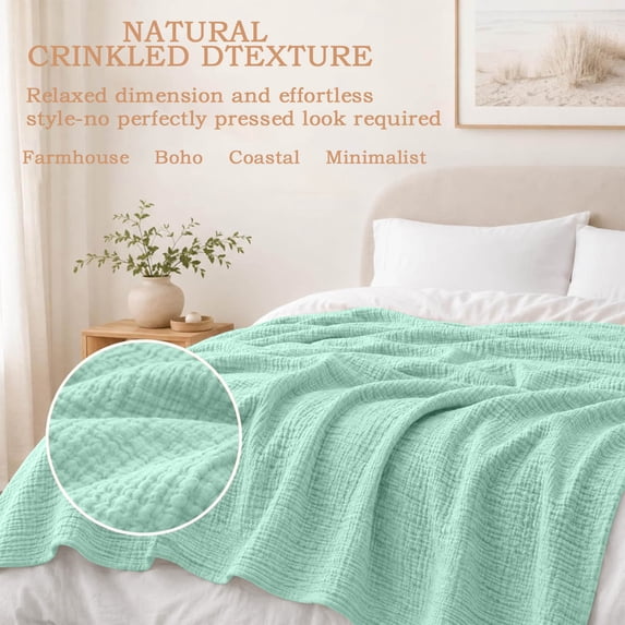 Yeciiwht Soft Gauze Blanket Breathable Lightweight Cotton Muslin Blankets Throw Blanket for Bed, Couch & Sofa, Cozy All-Season Home Blanket 90*79