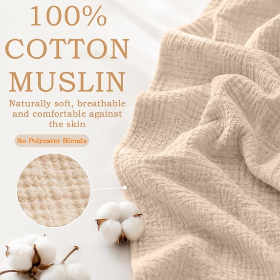 Yeciiwht Soft Gauze Blanket Breathable Lightweight Cotton Muslin Blankets Throw Blanket for Bed, Couch & Sofa, Cozy All-Season Home Blanket 90*90