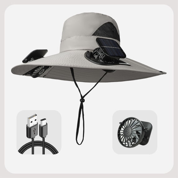 Yeciiwht Solar Powered Fan Hat Solar USB Charging Fan Hat with Cooling Arm Sleeves - Dual-Power Outdoor Cap for Hiking Fishing Sun Protection