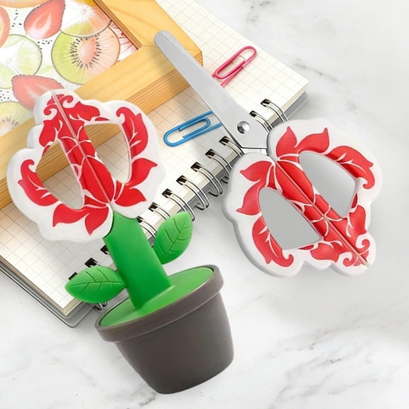 Yeciiwht Standing Flower Shape Scissors - Foldable Cute Craft Scissors for Paper Cutting Office Supplies