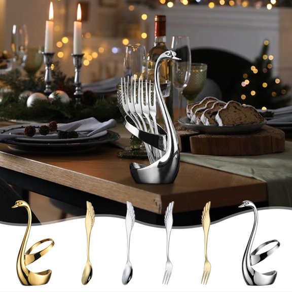 Yeciiwht forks Stainless Steel Fruit fork Dessert Coffee Spoon Pedestal Dinner fork Spoon