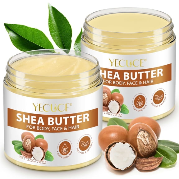 Yecuce 2-Pack Shea Butter Formula Body Balm, 100% Pure & Natural,Moisturizer for Rough and Dry Skin.