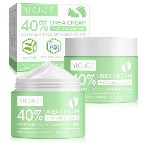 Yecuce 2-Pack Urea Cream 40% with 2% Salicylic Acid, Foot Cream Hand Lotion for Rough Dry Cracked Skin, Moisturize,For Skin Soft