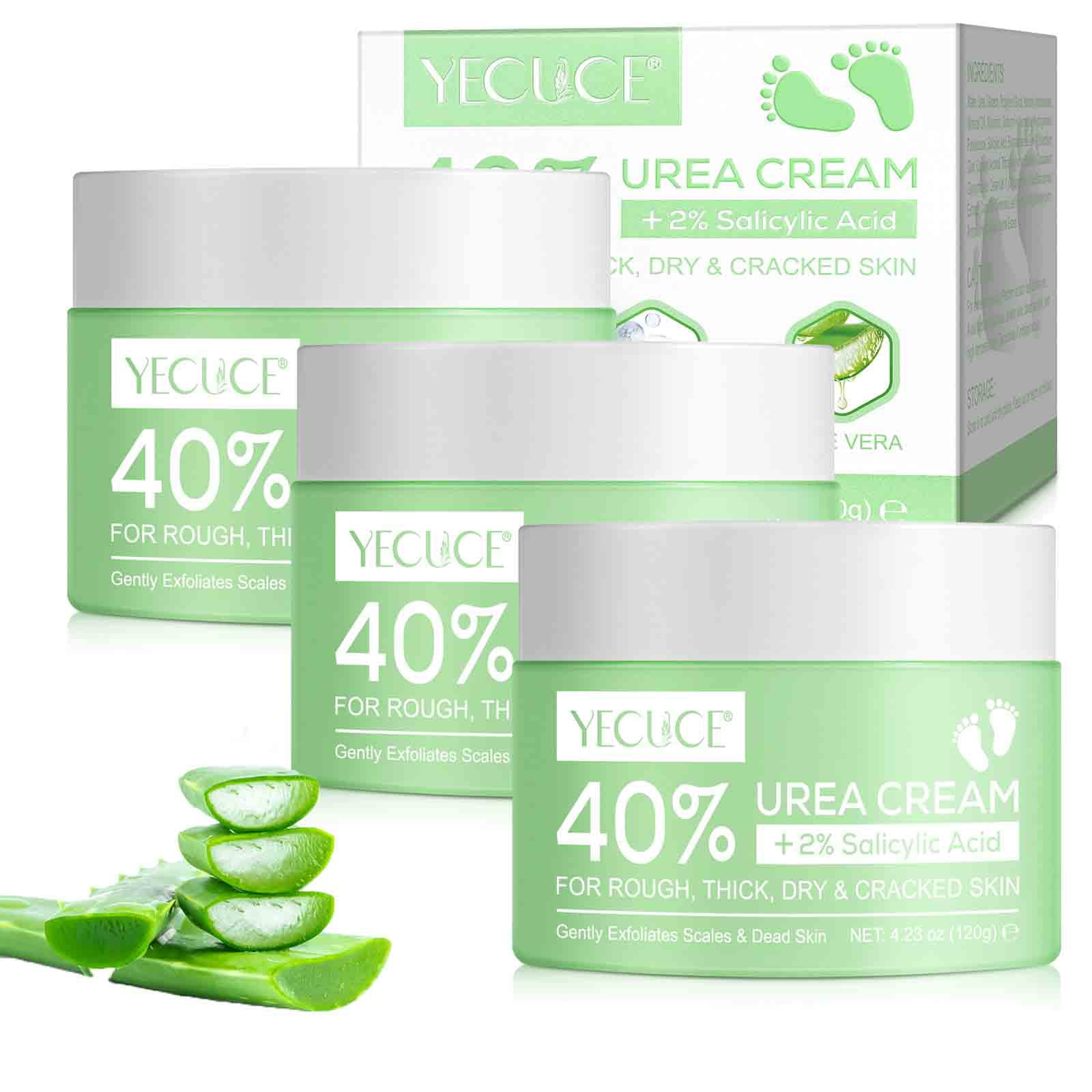Yecuce 3-Pack Urea Cream 40% with 2% Salicylic Acid, Foot Cream Hand Lotion for Rough Dry Cracked Skin, Moisturize,For Skin Soft