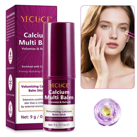 Yecuce Calcium Multi Balm Stick: Firming & Hydrating Care with Collagen, Volumizes & Brightens Skin, Suitable for Eyes,Neck, Face - 0.3oz