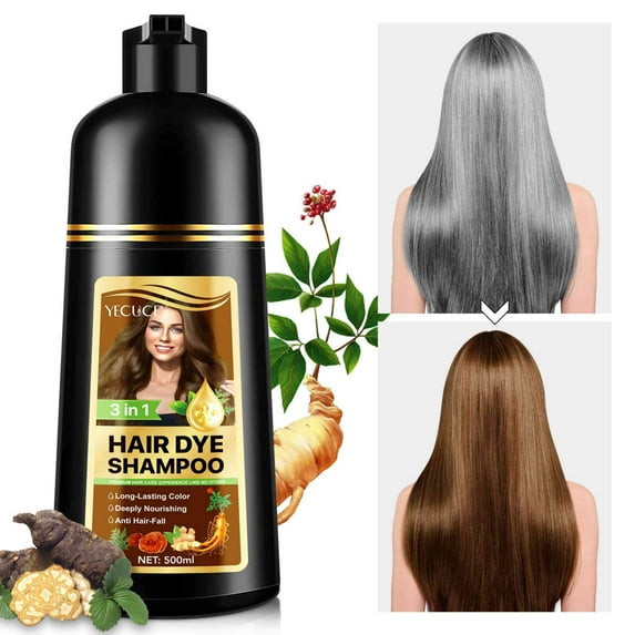 Yecuce Hair Dye Shampoo for Women & Men, Natural Plant,(Coffee)500ml
