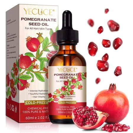 Yecuce Pomegranate Seed Oil,100% Pure & Natural Unrefined Cold Pressed Antioxidant Moisturizer for All Hair(60ml/2.02fl.oz)