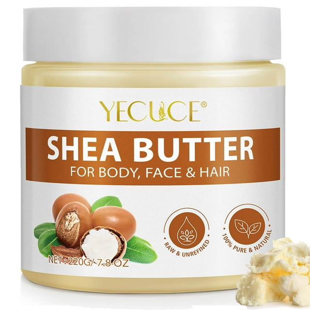 Yecuce Raw Shea Butter Lotion Face Body & Hair, Dry Skin Moisturizer