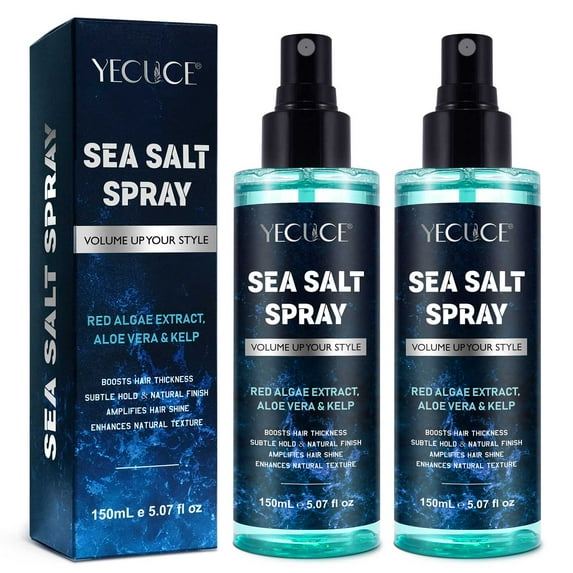 Yecuce Sea Salt Spray for Hair Men & Women, 2 Pack Hair Volume Spray Enhance Hold - Texture - Shine, with Kelp, Aloe Vera, Red Algae Extract