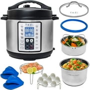 Yedi Houseware 9 in 1 6 Quart Stainless Steel Multi Pressure Cooker, Silver