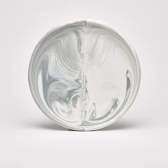 Yedi YCC871, 12" Fine Porcelain 'Marble' Grey Round Plate, Bone China Platter, Set of 4