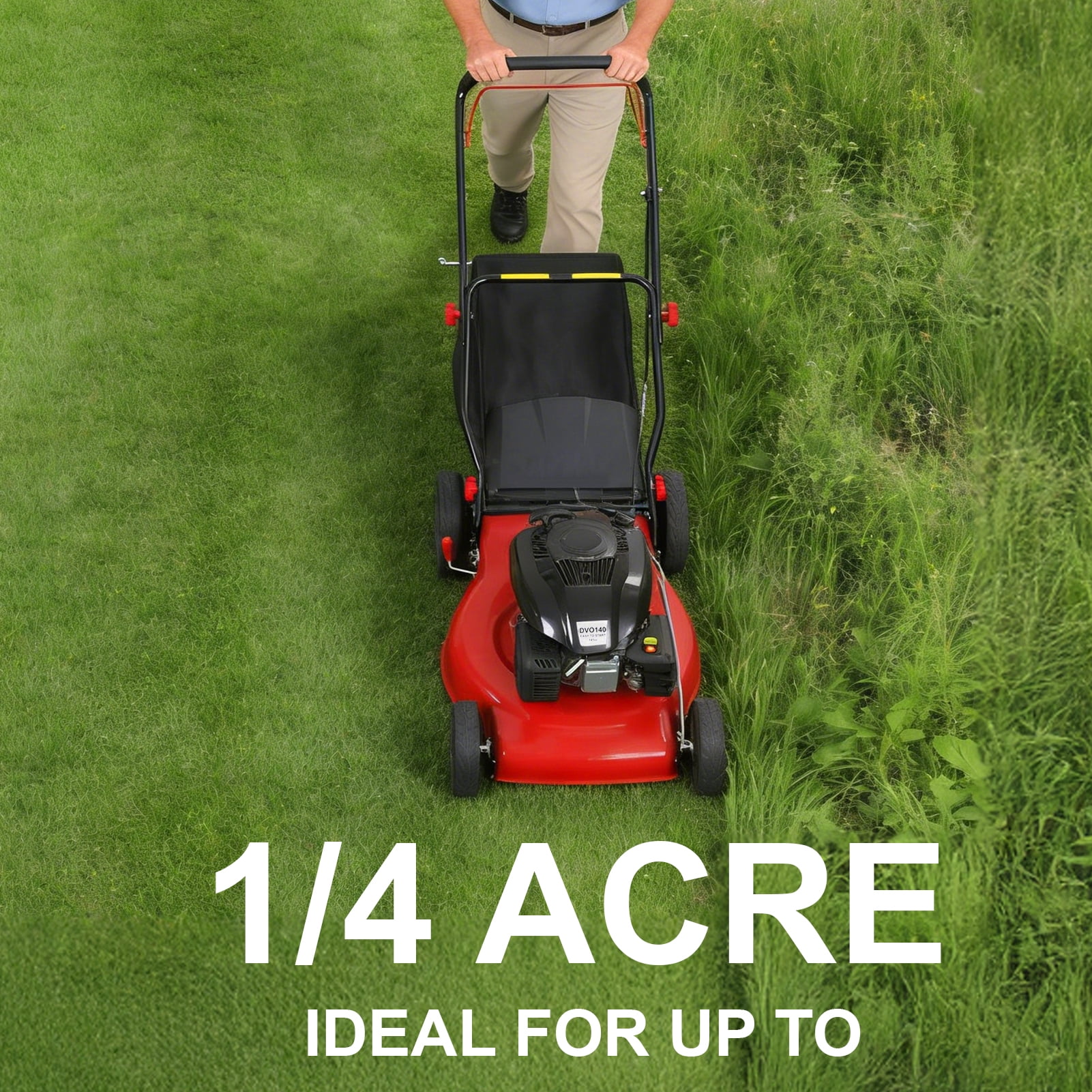 Yedigre 141cc 4-Stroke Gas Lawn Mower with 20" Blade – Foldable Handle, 50L Grass Collection Bag