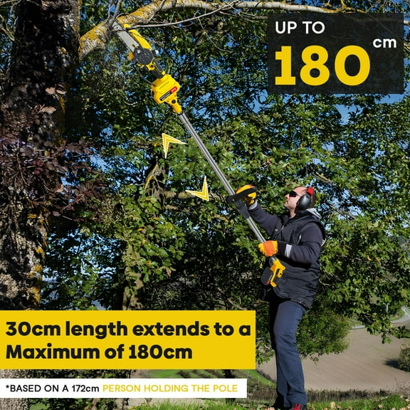 Yedigre 2 in 1 Cordless Pole Saw & 6" Brushless Chainsaw - 5.9ft Reach w/ Dual 1.5Ah Batteries for Tree Pruning, Yellow