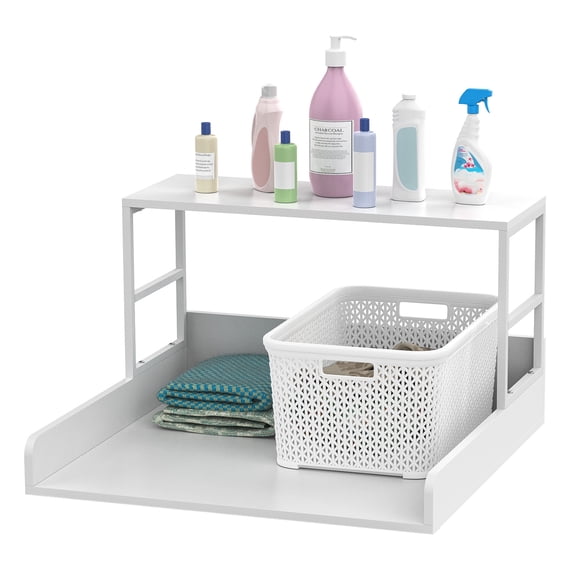 Yedigre 27.5" 2-Tier Washer Dryer Countertop with Shelf – Laundry Room Storage Organizer with Anti-Slip Strips & Edge Rails