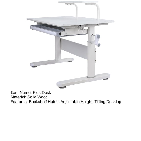 Yedigre 39 Inch Wide Kids Desk, Child Computer Desk with Bookshelf Hutch, Adjustable Height, Tilting Desktop, for Home School Use for Boys Girls