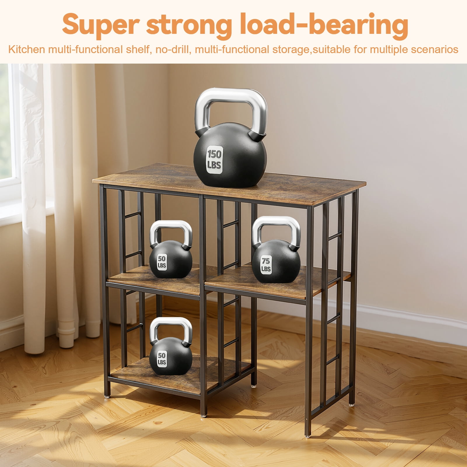 Yedigre 4-Tier Adjustable Heavy Duty Storage Rack, 350KG Load Capacity Microwave Oven & Mini Fridge Stand for Kitchen, Living Room, Office