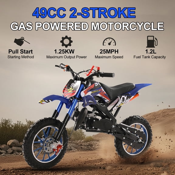 Yedigre 49cc 2-Stroke Gas Kids Dirt Bike, Off Road Mini Motorcycle w/ Disc Brakes 40km/h