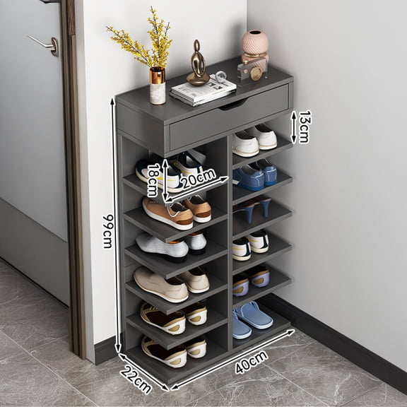 Yedigre 7 Tiers Double Row Shoe Rack, Space Saving Shoe Organizer Shelf, Free Standing Tall Shoe Rack for Hallway, Entryway, Closet, Living Room, Small Spaces