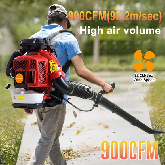 Yedigre 80CC 2-Stroke Backpack Leaf/Snow Blower - 900CFM, 2.3L Tank, Red