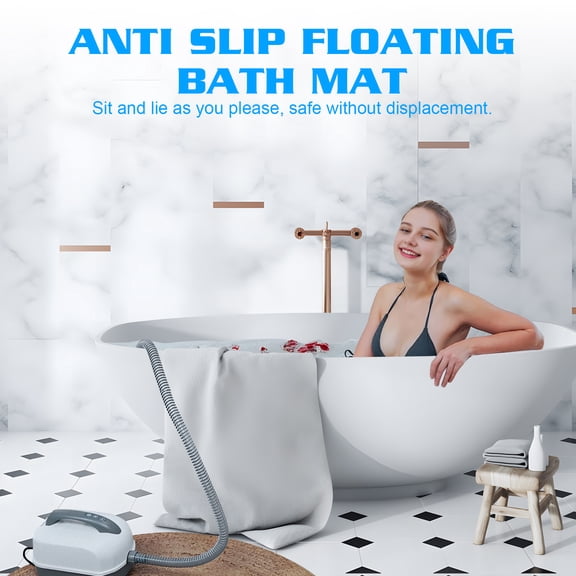 Yedigre Adjustable Bubble Spa Bath Mat 6 Settings, Remote Control, Pillow Included