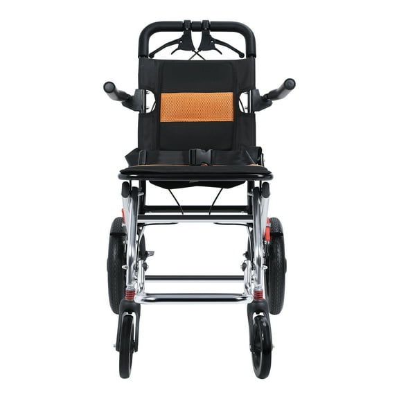 Yedigre Adult Wheelchair, Lightweight Foldable Transport Wheelchair, Narrow Doorways Wheel Chair, Travel Wheelchair with Handbrake, Shock-absorbing Load Capacity of 80KG