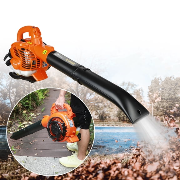 Yedigre Gas Powered 2 Stroke Handheld Leaf Blower, 2-Cycle Blowing & Suction Cleaner with Straight/Curved Tubes for Yard Debris