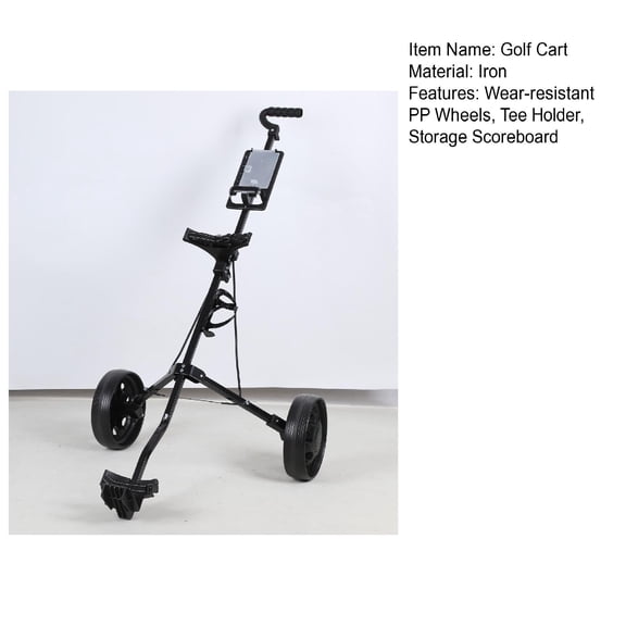 Yedigre Golf Push Cart, 2 Wheel Golf Trolley, Foldable Walking Golf Cart with Wear-resistant PP Wheels, Tee Holder, Storage Scoreboard, Ball Mount