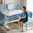 thumbnail image 1 of Yedigre Height Adjustable Kids Desk & Chair Set with LED Lamp – Tiltable Reading Stand & Large Storage Drawer for Ages 3-18, 1 of 11