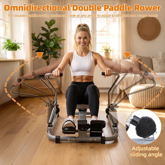 Yedigre Hydraulic Rowing Machine with LCD Monitor – 110LBS Adjustable Resistance, 265LBS Capacity, Large Cushioned Seat for Home Fitness