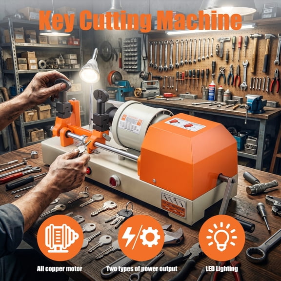 Yedigre Key Duplicator Machine – Portable Horizontal Key Cutting Tool for Locksmiths, High Precision Key Copy Slotter for Hardware Stores & Auto Keys, 110V