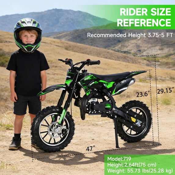 Yedigre Mini Kid Dirt Bike, 49CC 2-Stroke Gas Powered Motorcycle, Up to 25 Mph, Max Load 330 LBS, for Children Aged 3 to 12