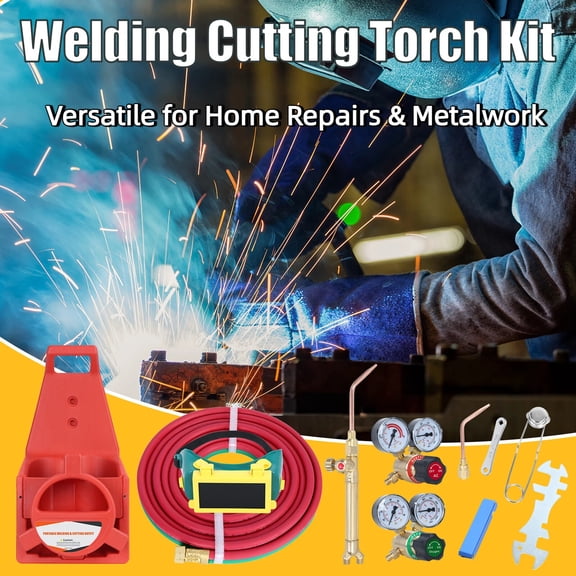 Yedigre Oxy Acetylene Torch Kit, Portable Welding & Cutting Set with Regulators for Metal Fabrication & Repair