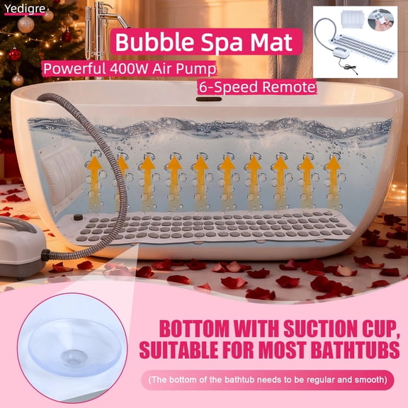 Yedigre Bubble Spa Mat – Powerful 400W Air Pump, 6-Speed Remote & Non-Slip Mat to Soothe Aches