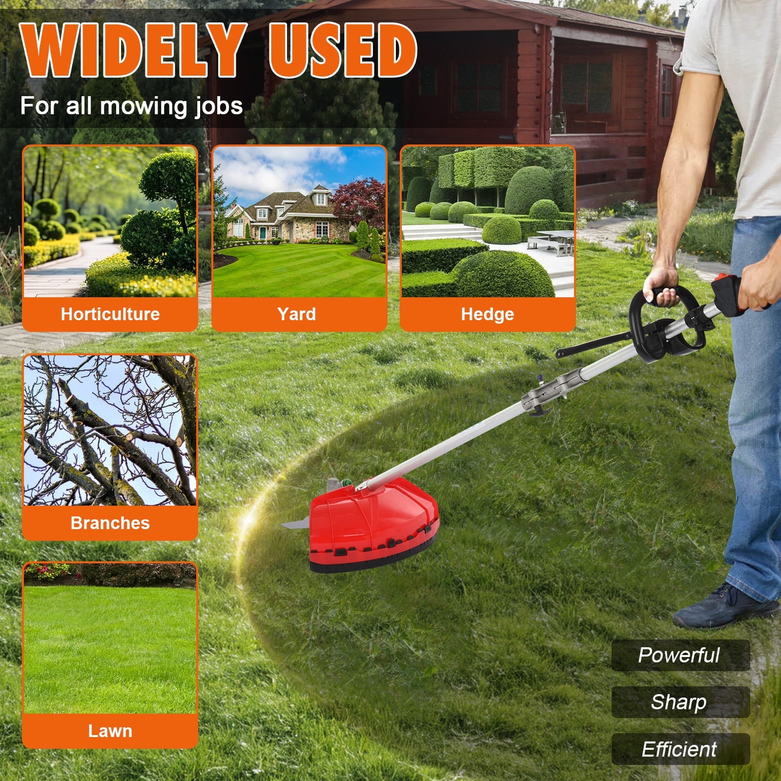 Yedigre Powerful 52cc Hedge Trimmer & Brush Cutter - 10000 RPM for Heavy Duty Yard Work