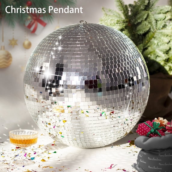 Yedigre Reflective Disco Ball for Party Wedding Decor, 12/16/20/24 Inch Hanging Mirror Ball with Easy Hanging Hook, Reusable for Christmas Bar Disco
