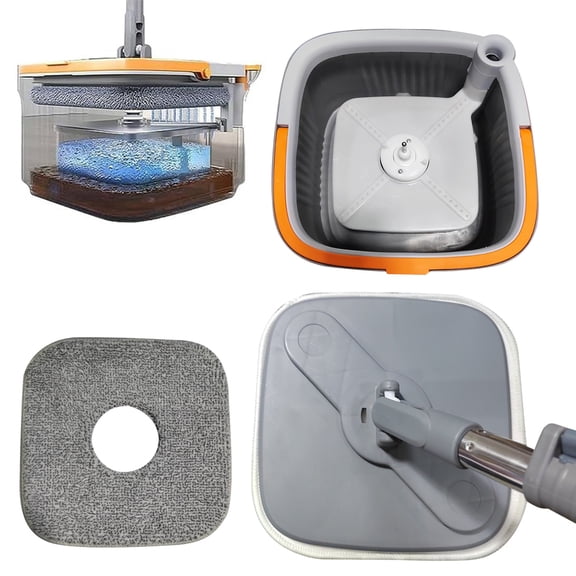 Yedigre Spin Mop with Bucket 360 Degree Rotatable Self Wash Square Mop Clean/Dirty Water Separation System Adjustable Handle Mops for Wet And Dry Dual-use