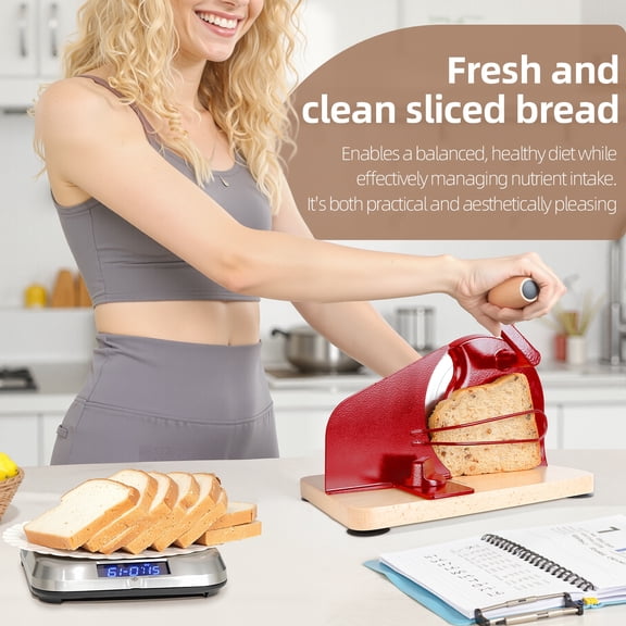 Yedigre Upgrade Manual Bread Slicer for Homemade Sourdough – Adjustable Hand Crank Cutter with Steel Fence & Sharp Blade, Retro Design