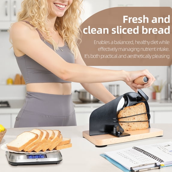 Yedigre Upgrade Manual Bread Slicer for Homemade Sourdough – Adjustable Hand Crank Cutter with Steel Fence & Sharp Blade, Retro Design