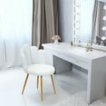thumbnail image 1 of Yedigre Vanity Chair for Makeup Room, Makeup Vanity Chair with Petal Shape, Nordic Style Velvet Chair with Back Support, Golden Legs for Living Room Bedroom, Pink & White, 1 of 10