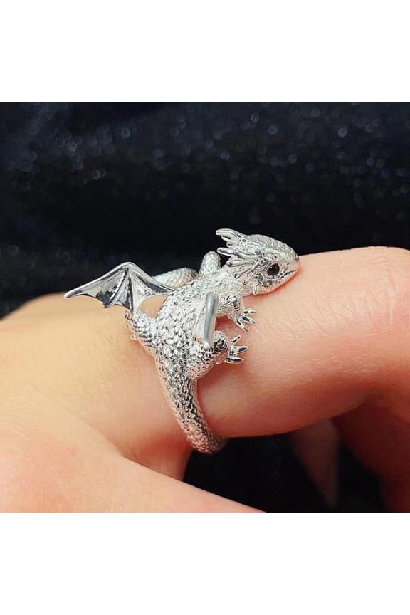 Vintage Punk Rings for Women Men Gothic Rings Flying Dragon Gothic Rings Alloy Open Adjustable Rings Jewelry