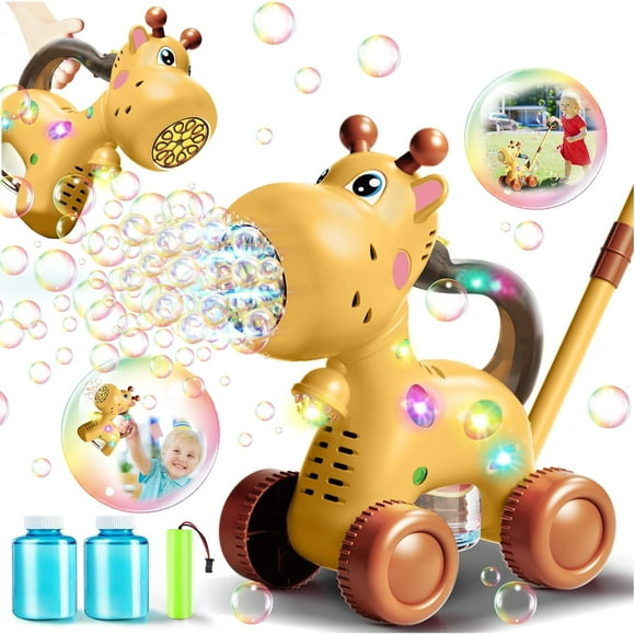 Yedobee Automatic Bubble Machine Toddler Toys: Giraffe Bubble Lawn Mover Outdoor Toy for 1 2 3 4 5 Year Old Boy Girl - Push or Handheld Bubble Maker Blower for Age 1-3 Kids Birthday Gifts