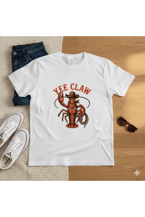 Yee Claw Cowboy Lobster Hat Bandana Lasso Funny T-Shirt, for men & women, S-5XL
