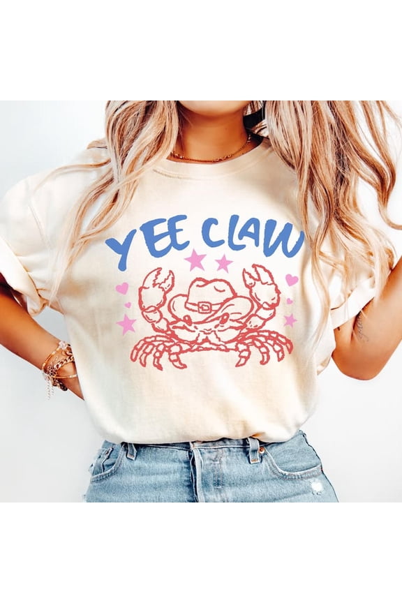 Yee Claw CraB1 Shirt, Funny Western Crabby T1EE, Coastal Cowgi Shirt, Cute Beach Graphic T1EE, Summer Gift