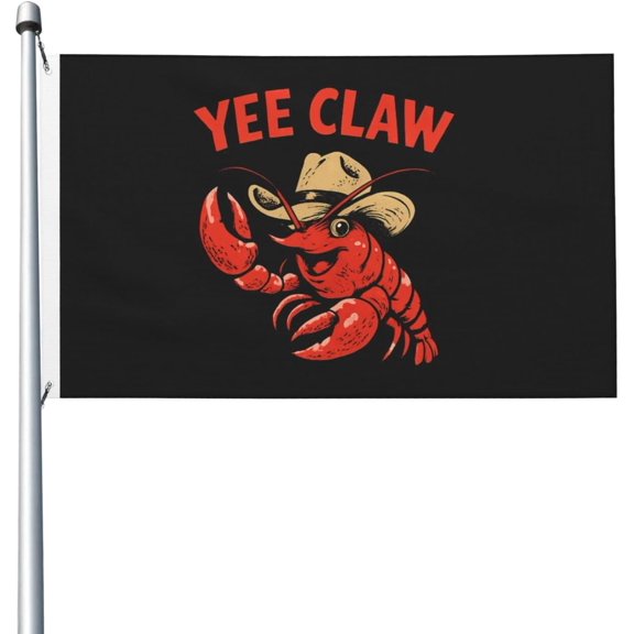 Yee Claw Lobster Flag for Room Teen Double Sided Funny Flags for Patio 3x5 Ft, Yee Claw Lobster Tapestry for Wall Hanging